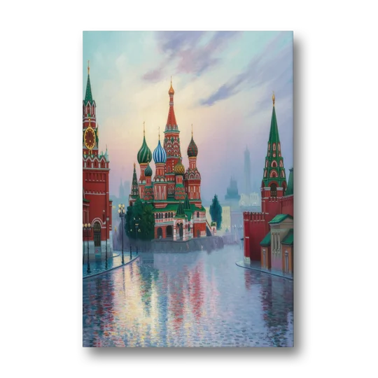 Red Square Reflections - Canvas Wall Art - Front