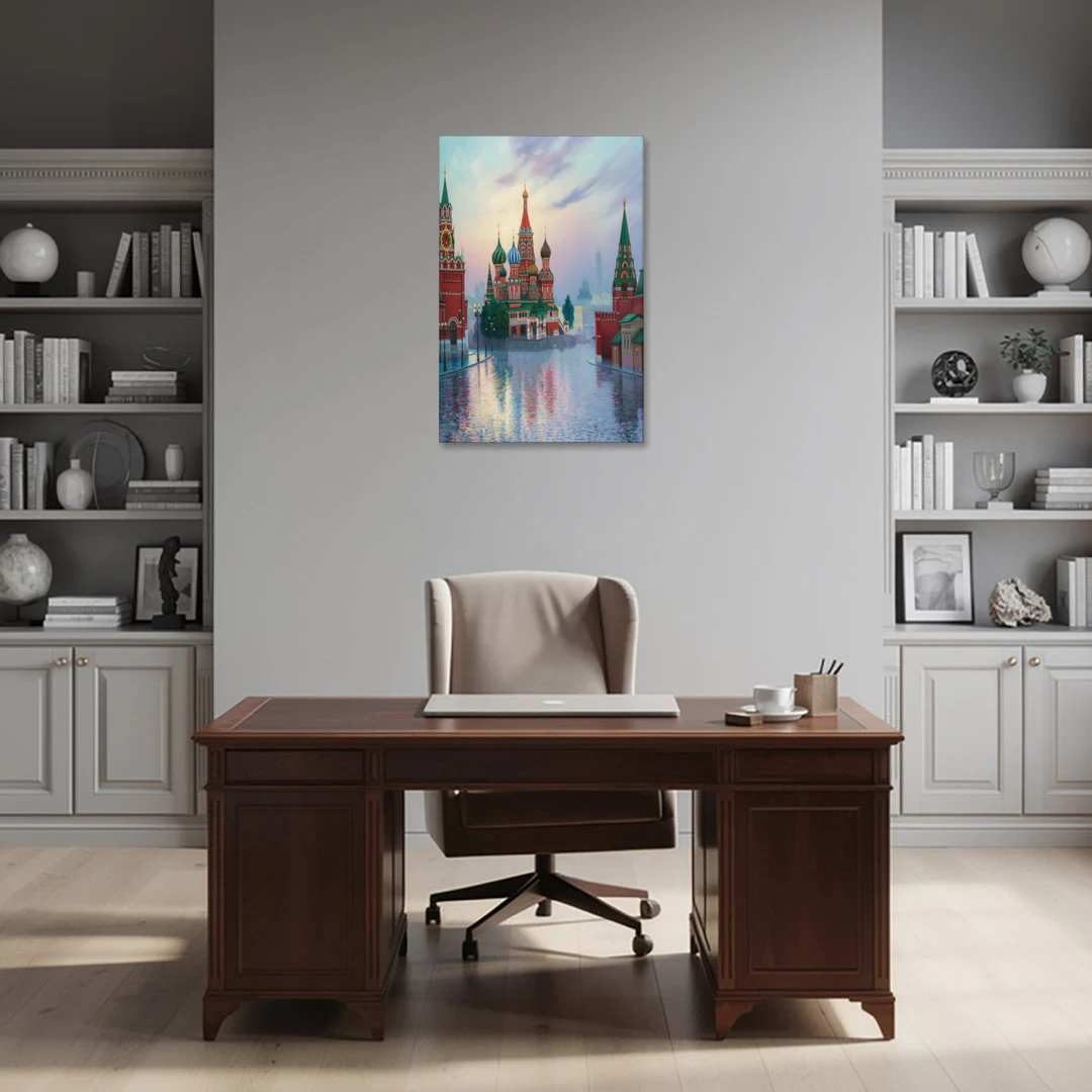 Red Square Reflections - Canvas Wall Art - Office - 24x36