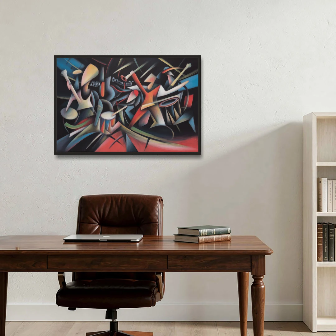 Reeperbahn Rhythm - Black Framed Canvas Wall Art - Office - 36x24