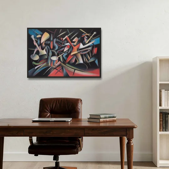 Reeperbahn Rhythm - Black Framed Canvas Wall Art - Office - 36x24
