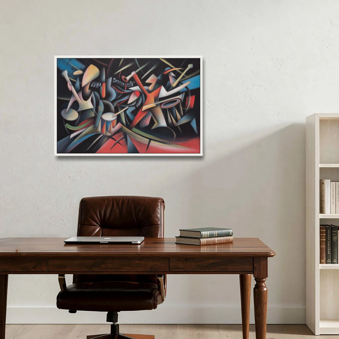 Reeperbahn Rhythm - White Framed Canvas Wall Art - Office - 36x24