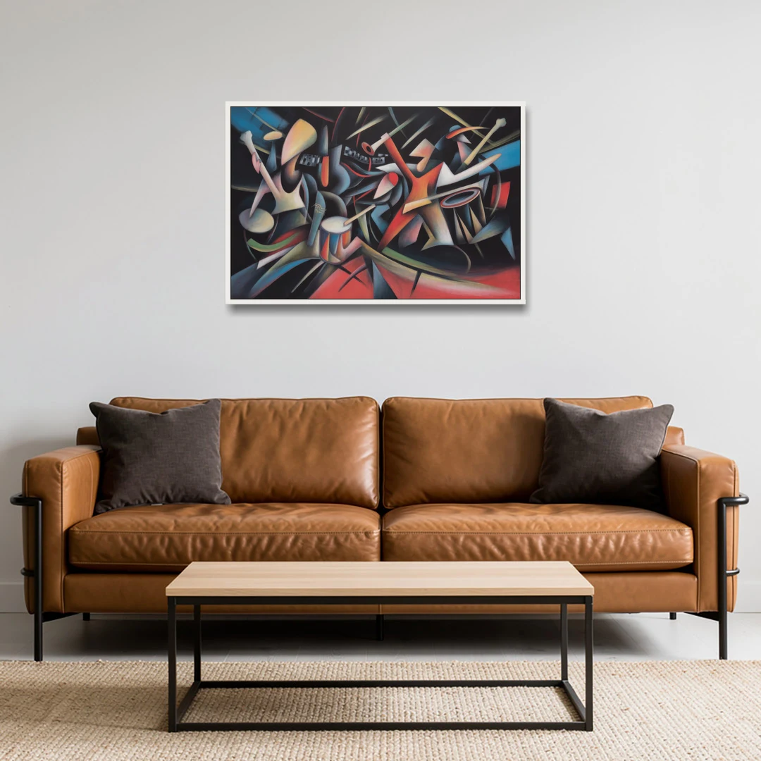 Reeperbahn Rhythm - White Framed Canvas Wall Art - Sofa - 36x24