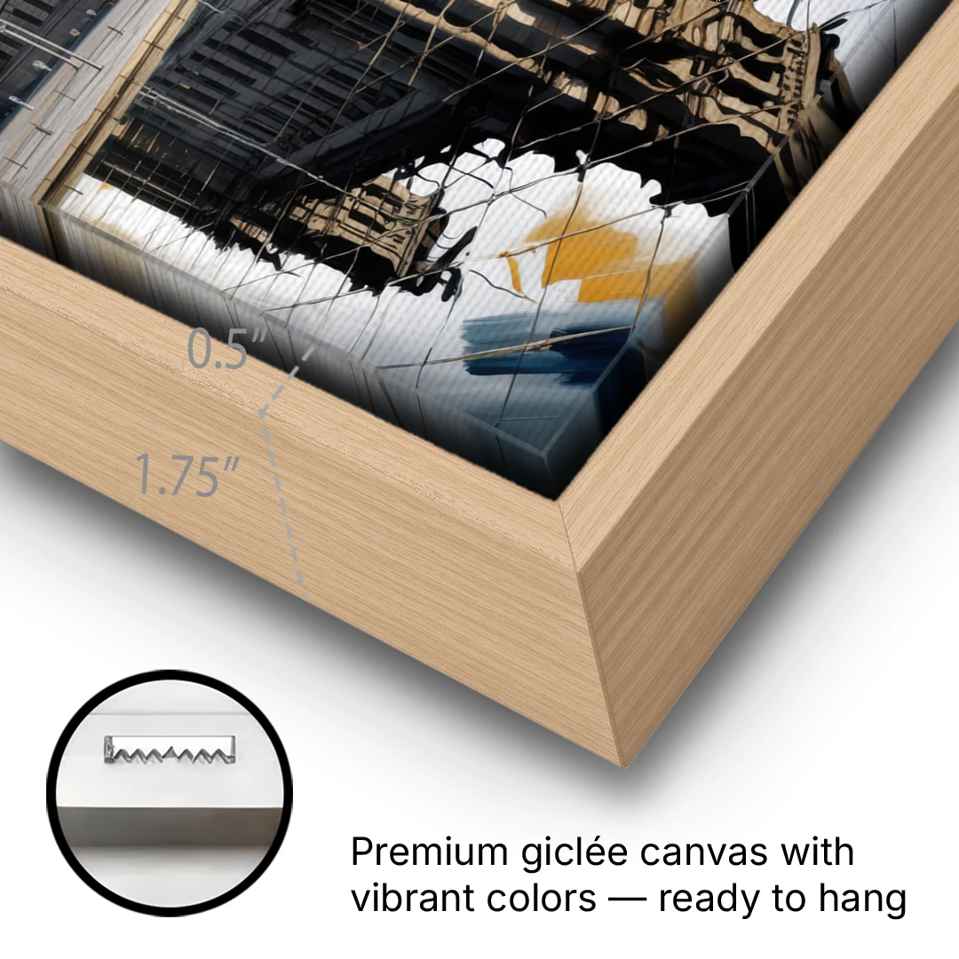 Reichstag Reflections - Oak Framed Canvas Wall Art - Gallery Wrap Corner