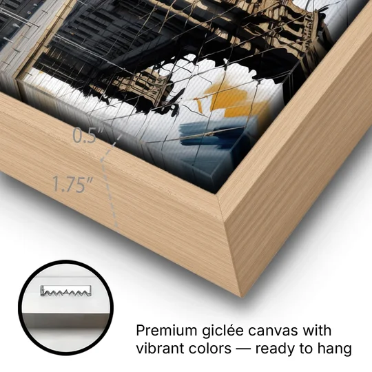 Reichstag Reflections - Oak Framed Canvas Wall Art - Gallery Wrap Corner