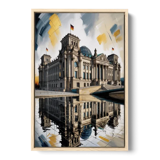 Reichstag Reflections - Oak Framed Canvas Wall Art - Front