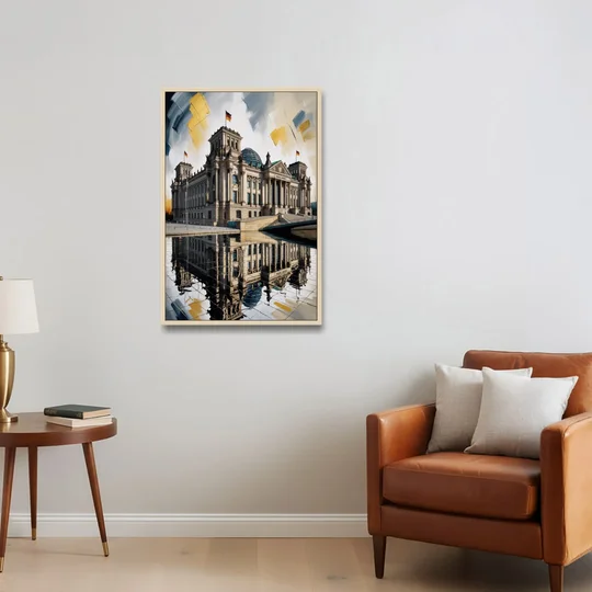 Reichstag Reflections - Oak Framed Canvas Wall Art - Sofa - 24x36