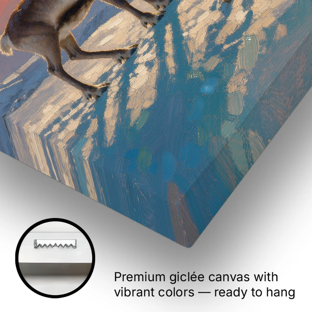 Reindeer with a Winter Sun for the Living Room - Canvas Wall Art - Gallery Wrap Corner