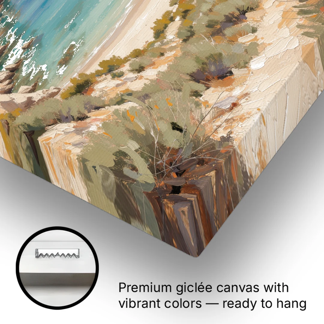 Relaxing Ochre Cliff Cove for the Spa Bathroom - Canvas Wall Art - Gallery Wrap Corner