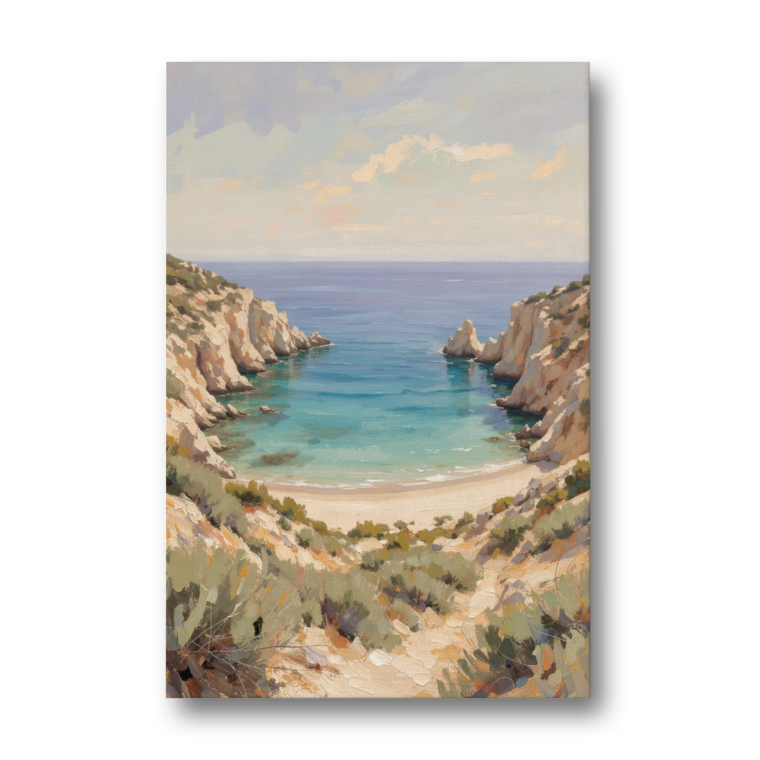 Relaxing Ochre Cliff Cove for the Spa Bathroom - Canvas Wall Art - Front