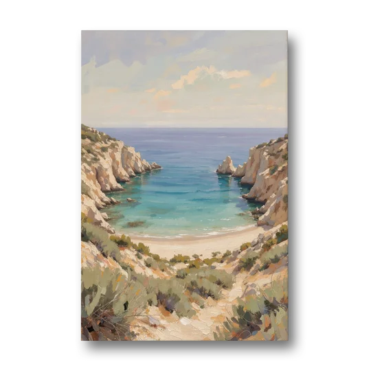 Relaxing Ochre Cliff Cove for the Spa Bathroom - Canvas Wall Art - Front