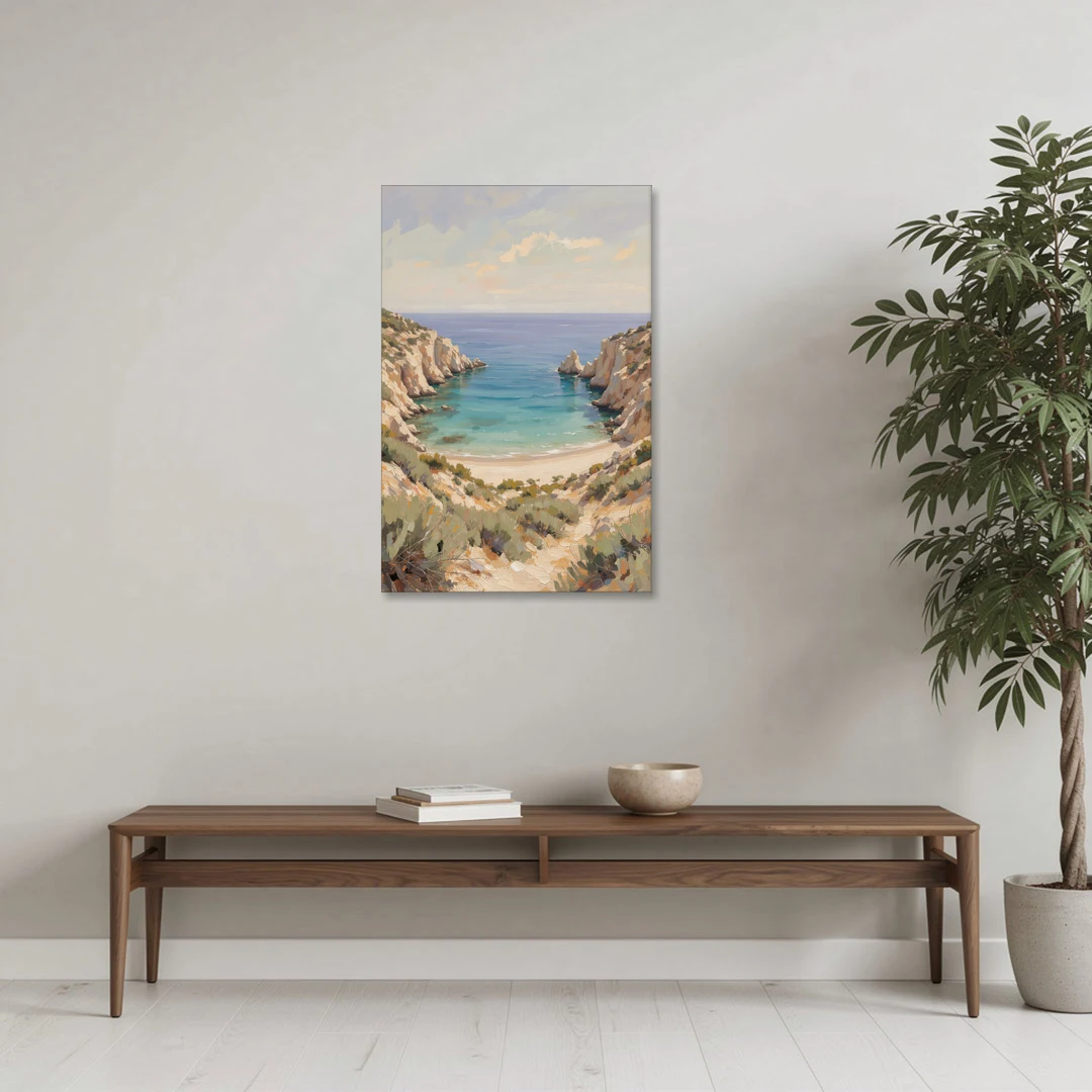 Relaxing Ochre Cliff Cove for the Spa Bathroom - Canvas Wall Art - Coffee Table - 24x36