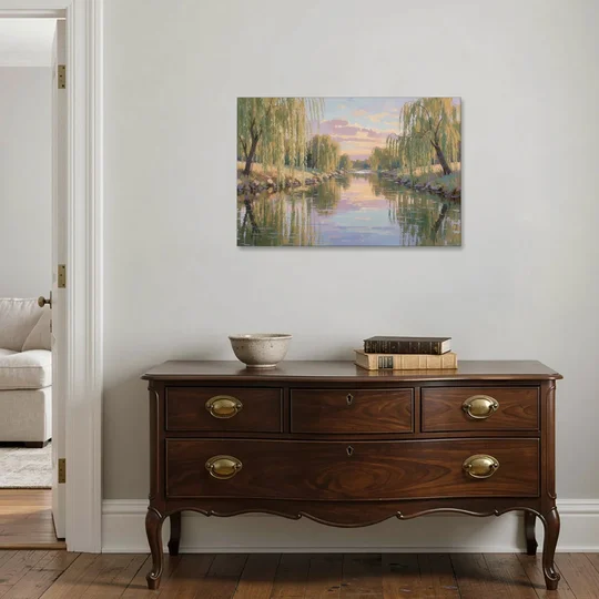 Relaxing Wall Art for Bedroom Willow River Glow - Canvas Wall Art - Coffee Table - 36x24