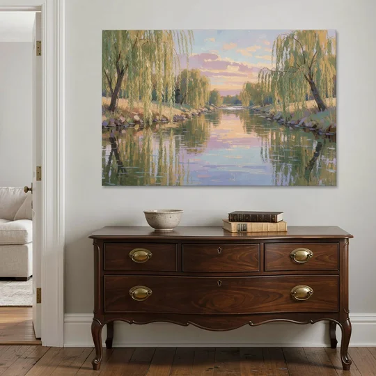 Relaxing Wall Art for Bedroom Willow River Glow - Canvas Wall Art - Coffee Table - 60x40