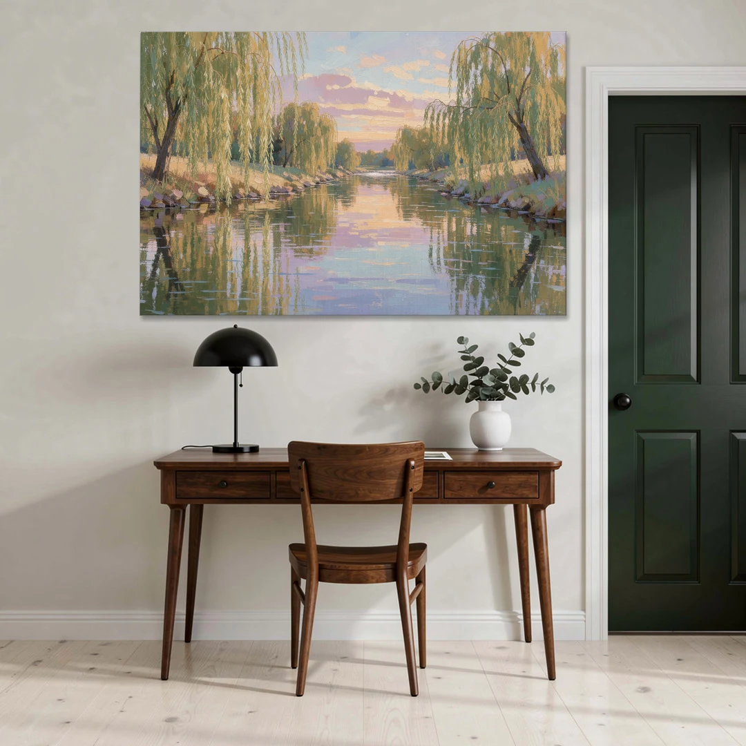 Relaxing Wall Art for Bedroom Willow River Glow - Canvas Wall Art - Office - 60x40