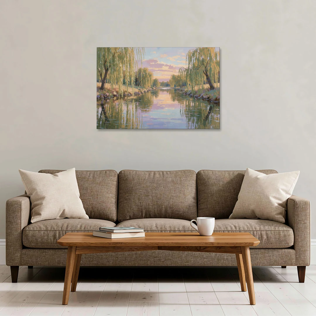 Relaxing Wall Art for Bedroom Willow River Glow - Canvas Wall Art - Sofa - 36x24