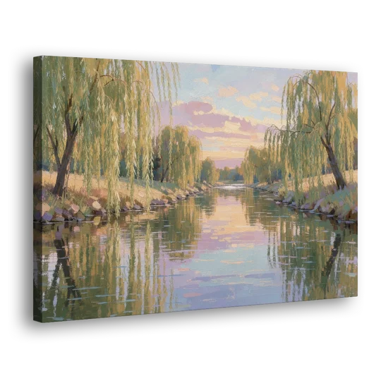 Relaxing Wall Art for Bedroom Willow River Glow - Canvas Wall Art - Side