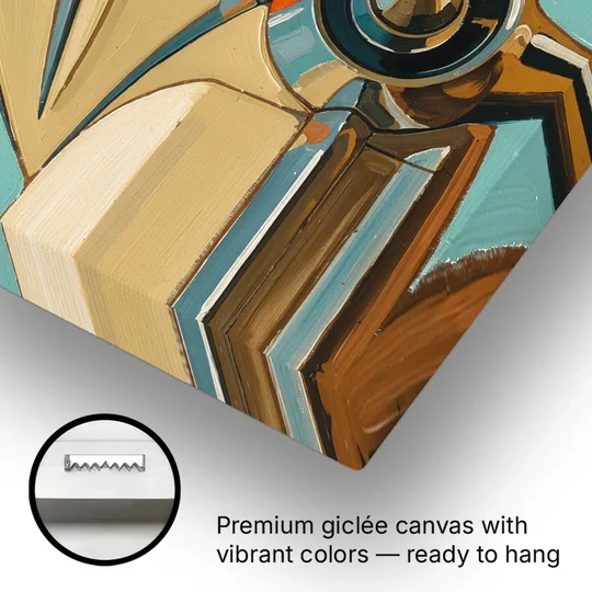Retro Car Wall Art with Tailfin and Orange Sun - Canvas Wall Art - Gallery Wrap Corner