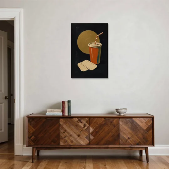 Retro Movie Wall Art with Soda and Tickets - Canvas Wall Art - Coffee Table - 24x36