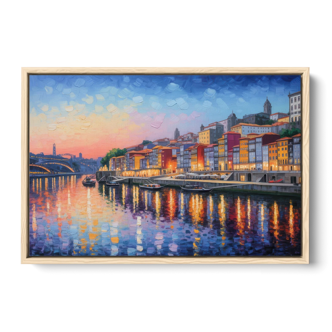 Ribeira Reflections - Oak Framed Canvas Wall Art - Front