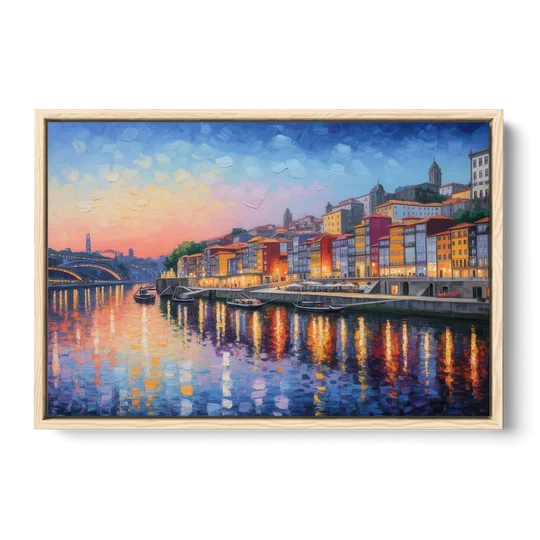 Ribeira Reflections - Oak Framed Canvas Wall Art - Front