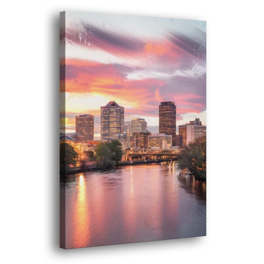 Richmond Skyline Sunset - Canvas Wall Art - Side