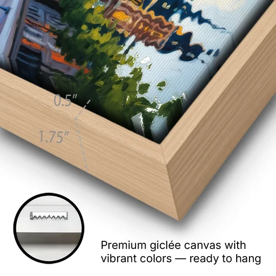 Rijksmuseum Reflections - Oak Framed Canvas Wall Art - Gallery Wrap Corner