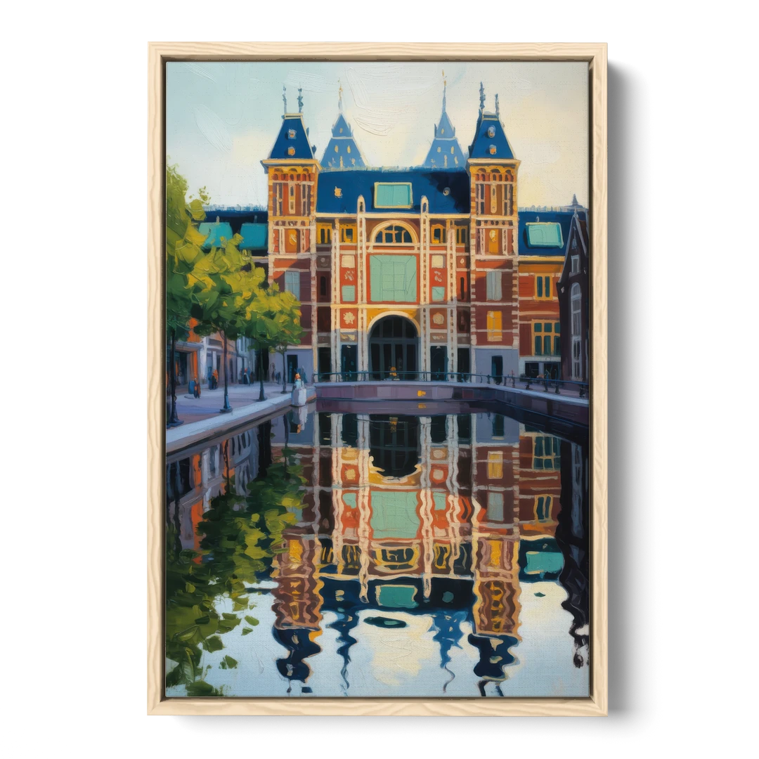 Rijksmuseum Reflections - Oak Framed Canvas Wall Art - Front