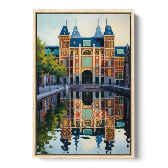 Rijksmuseum Reflections - Oak Framed Canvas Wall Art - Front
