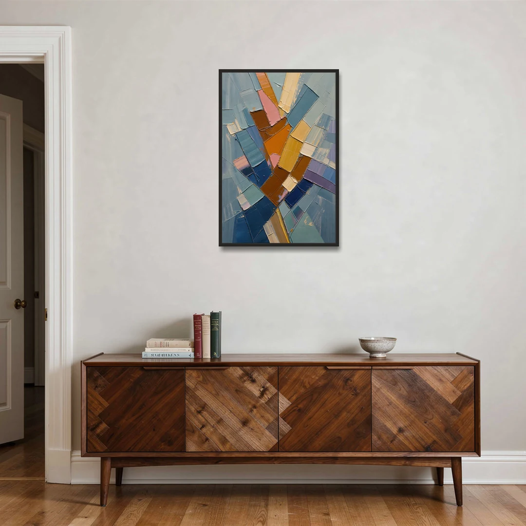 Rising Amber Planes for the Modern Office - Black Framed Canvas Wall Art - Coffee Table - 24x36