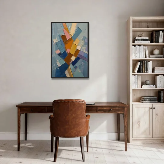 Rising Amber Planes for the Modern Office - Black Framed Canvas Wall Art - Office - 24x36