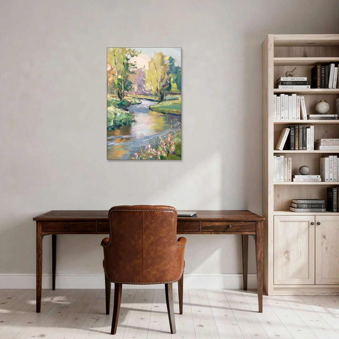 Riverside Artistic Riverfront - Canvas Wall Art - Office - 24x36