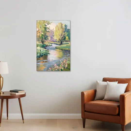 Riverside Artistic Riverfront - Canvas Wall Art - Sofa - 24x36