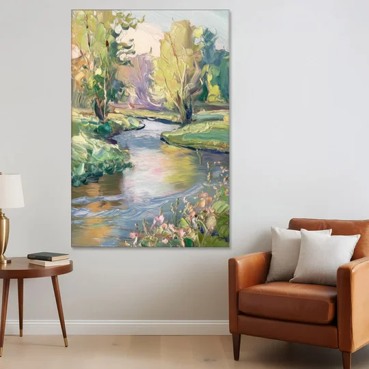 Riverside Artistic Riverfront - Canvas Wall Art - Sofa - 40x60