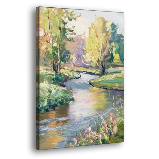 Riverside Artistic Riverfront - Canvas Wall Art - Side