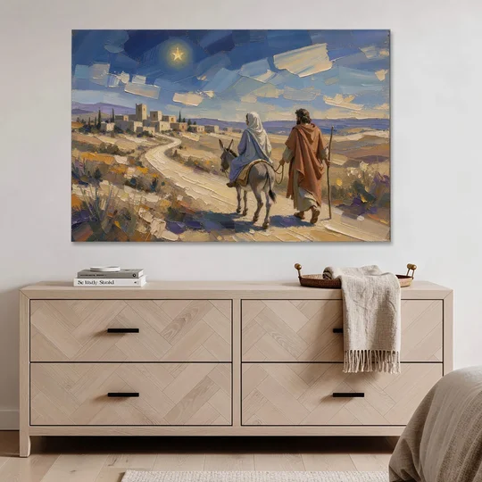 Christmas Road to Bethlehem for the Church - Canvas Wall Art - Coffee Table - 60x40