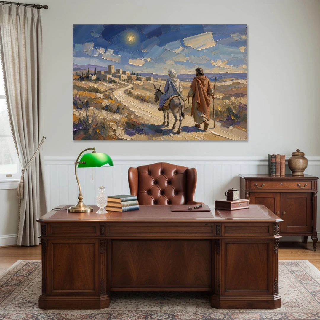 Christmas Road to Bethlehem for the Church - Canvas Wall Art - Office - 60x40
