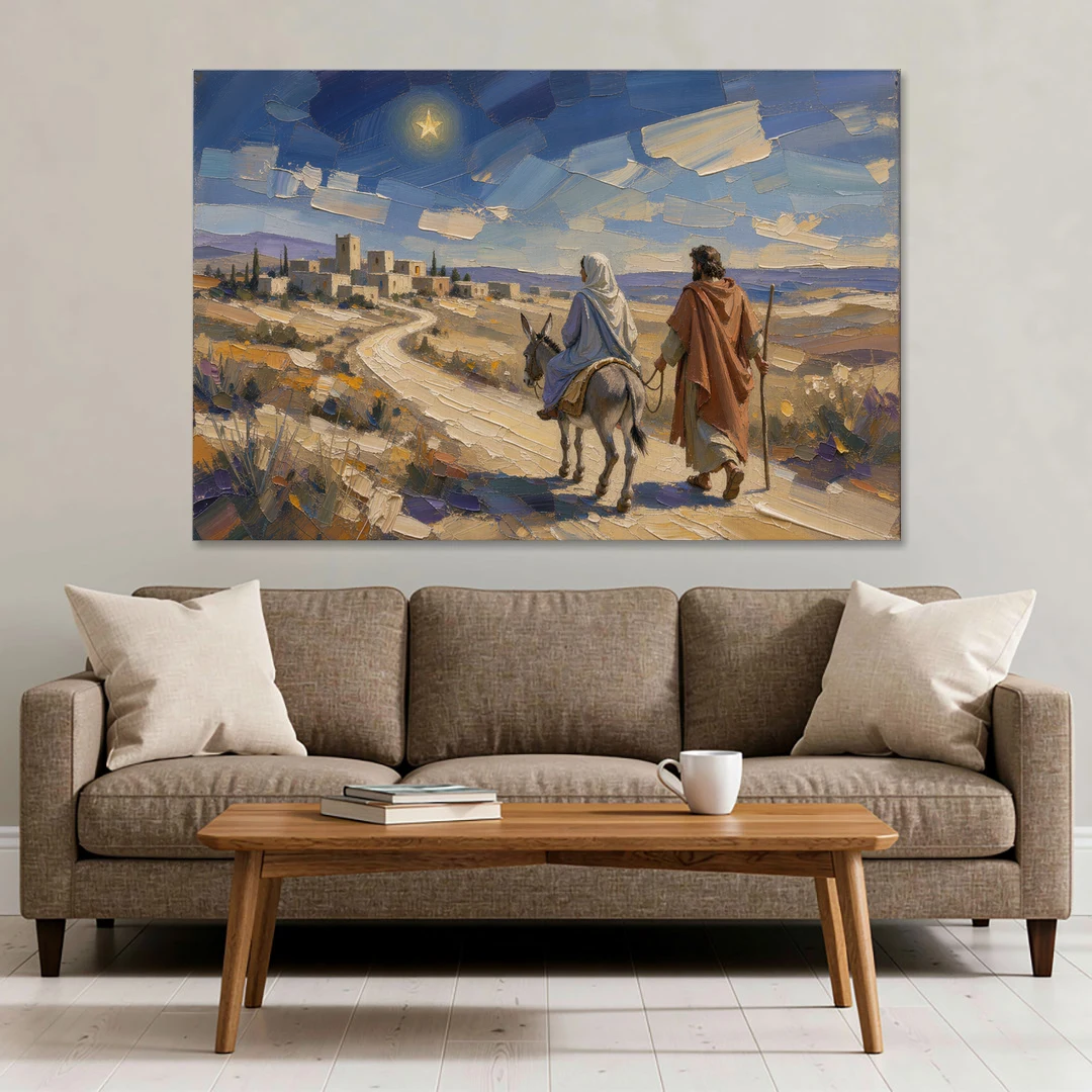 Christmas Road to Bethlehem for the Church - Canvas Wall Art - Sofa - 60x40