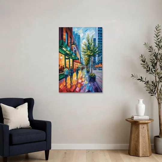 Robson Street Vancouver - Canvas Wall Art - Sofa - 24x36