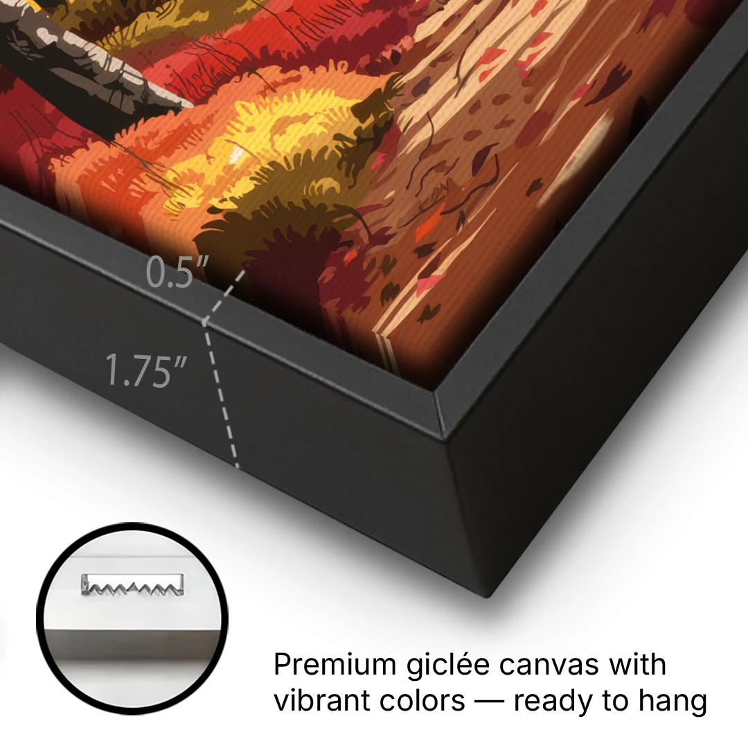 Rochester Autumn Foliage - Black Framed Canvas Wall Art - Gallery Wrap Corner