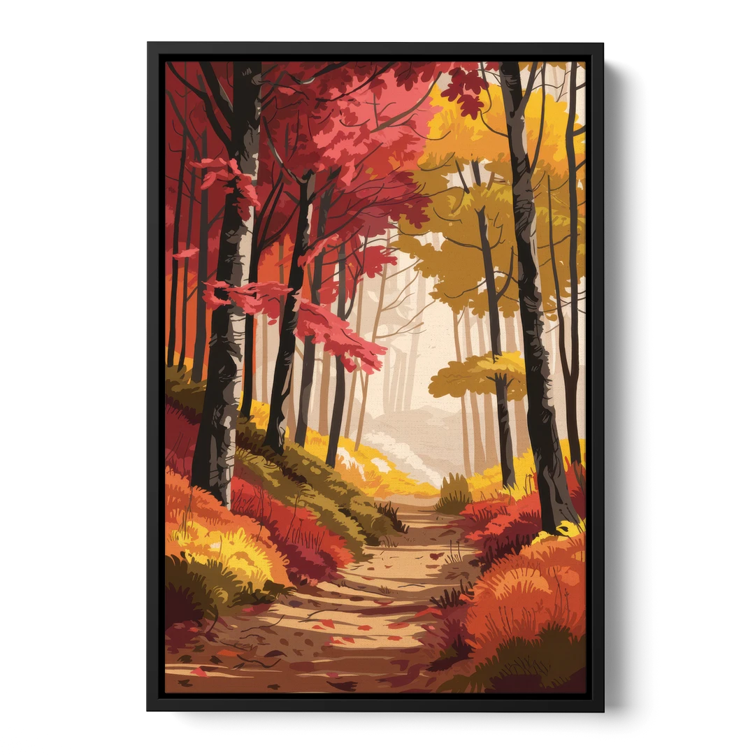 Rochester Autumn Foliage - Black Framed Canvas Wall Art - Front