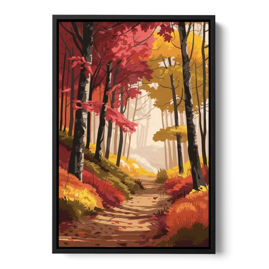 Rochester Autumn Foliage - Black Framed Canvas Wall Art - Front