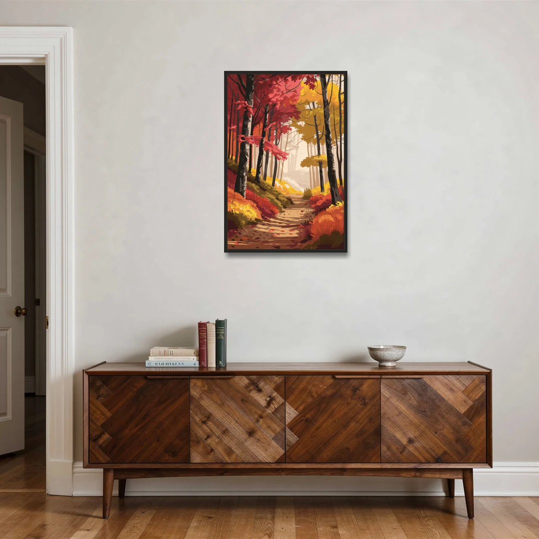 Rochester Autumn Foliage - Black Framed Canvas Wall Art - Coffee Table - 24x36