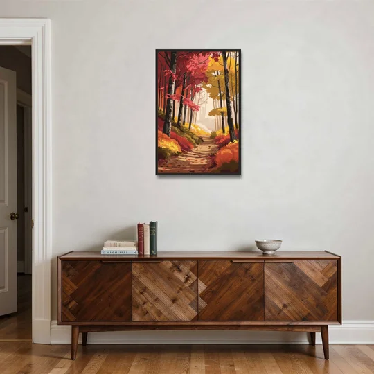 Rochester Autumn Foliage - Black Framed Canvas Wall Art - Coffee Table - 24x36