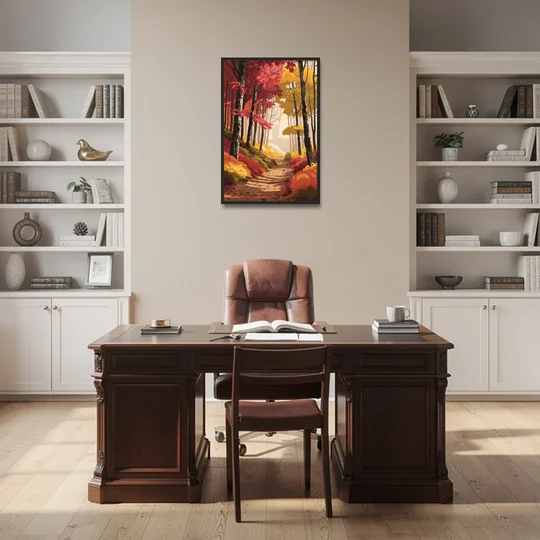 Rochester Autumn Foliage - Black Framed Canvas Wall Art - Office - 24x36