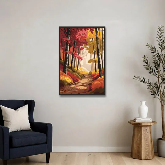 Rochester Autumn Foliage - Black Framed Canvas Wall Art - Sofa - 24x36