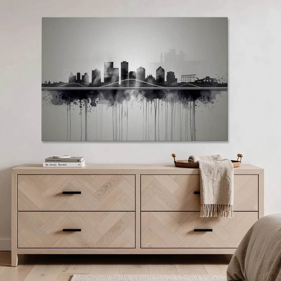 Rochester Cityscape Reflection - Canvas Wall Art - Coffee Table - 60x40
