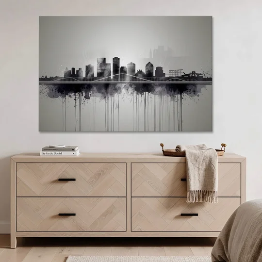 Rochester Cityscape Reflection - Canvas Wall Art - Coffee Table - 60x40