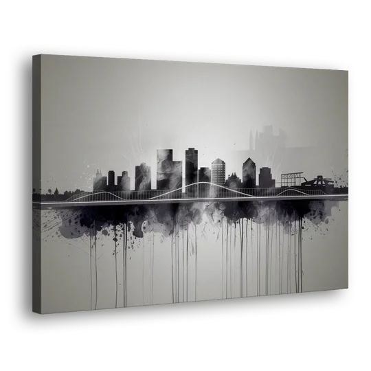Rochester Cityscape Reflection - Canvas Wall Art - Side