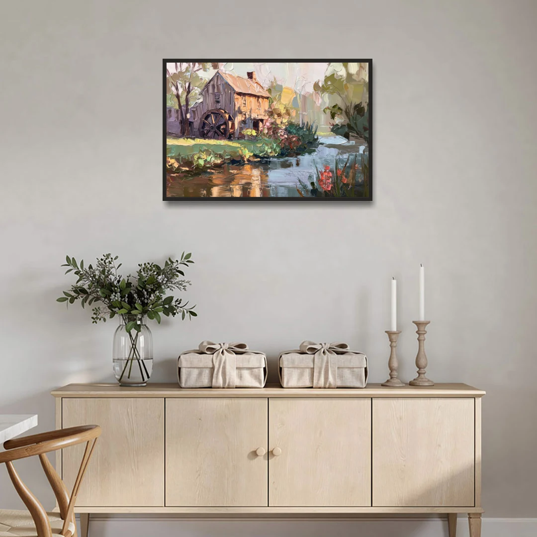 Rochester Flour Mill History - Black Framed Canvas Wall Art - Coffee Table - 36x24