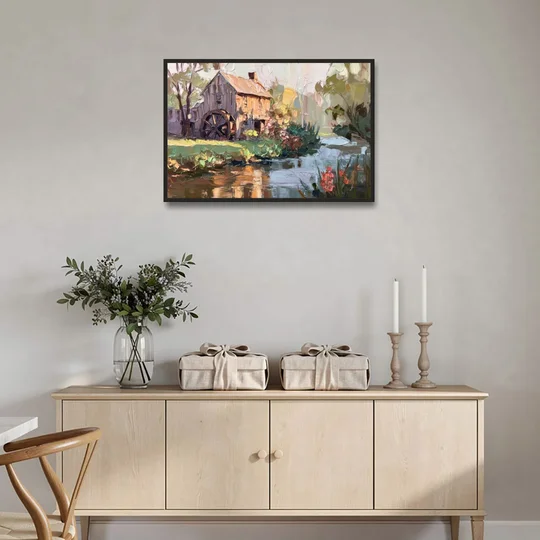 Rochester Flour Mill History - Black Framed Canvas Wall Art - Coffee Table - 36x24